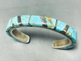 Thicker Vintage Native American Navajo #8 Turquoise Mine Sterling Silver Inlay Bracelet-Nativo Arts