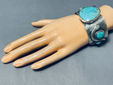 Snake Vintage Native American Navajo Kingman Turquoise Sterling Silver Bracelet-Nativo Arts