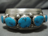 Magnificent Vintage Native American Navajo Large Turquoise Sterling Silver Convex Bracelet-Nativo Arts