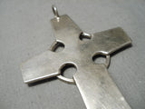 Tremendous Vintage Navajo Sterling Silver Native American Cross Pendant-Nativo Arts