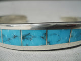Tremendous Vintage Native American Zuni Old Kingman Turquoise Sterling Silver Bracelet Native-Nativo Arts