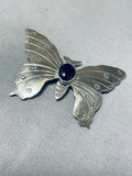 Beautiful Vintage Native American Navajo Black Onyx Sterling Silver Butterfly Pin-Nativo Arts