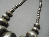 One Of The Biggest Best Native American Navajo Sterling Silver Bead Necklace- Huge!-Nativo Arts