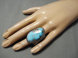 Huge And Thick!! Vintage Native American Navajo Old Morenci Turquoise Sterling Silver Ring-Nativo Arts