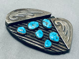 One Of The Most Unique Ever Vintage Native American Navajo Turquoise Sterling Silver Buckle-Nativo Arts