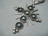 One Of The Best Ever Vintage Native American Navajo Turquoise Cross Sterling Silver Necklace-Nativo Arts
