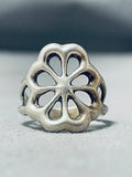 Impressive Vintage Native American Navajo Handcarved Sterling Silver Floral Ring-Nativo Arts