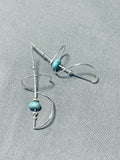 Native American Twirling Swirling Vintage Cochiti Turquoise Sterling Silver Earrings Old-Nativo Arts