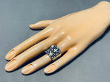 Native American Cross And Pearl Vintage Navajo Sterling Silver Raindrop Ring-Nativo Arts