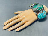 Powerful 133 Grams Vintage Native American Navajo Turquoise Sterling Silver Bracelet-Nativo Arts