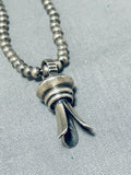 Rare Hand Tooled Vintage Native American Navajo Squash Pendant Necklace-Nativo Arts