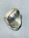 Mens Heavy Vintage Native American Navajo Morenci Turquoise Sterling Silver Ring-Nativo Arts