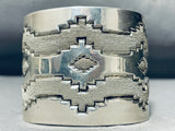 200 Grams!! All Silver Powerful Vintage Native American Navajo Sterling Bracelet Cuff-Nativo Arts
