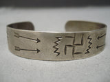 Early 1900's Vintage Native American Navajo Whirling Logs Sterling Silver Bracelet Old-Nativo Arts