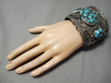 One Of The Biggest Vintage Native American Navajo Turquoise Nugget Sterling Silver Bracelet-Nativo Arts