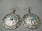 Exquisite Vintage Native American Navajo Sleeping Beauty Turquoise Sterling Silver Earrings-Nativo Arts