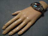 Impressive Vintage Native American Navajo Sterling Silver Garden Turquoise Bracelet-Nativo Arts