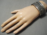 Detailed Important Vintage Native American Navajo Intricate Stamp Sterling Silver Bracelet-Nativo Arts