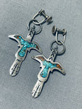 Marvelous Vintage Native American Navajo Turquoise Sterling Silver Earrings-Nativo Arts