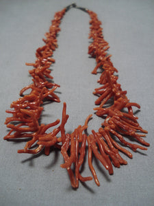Incredible Vintage Navajo Coral Sterling Silver Native American Necklace-Nativo Arts