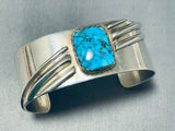 Rare Turquoise Vintage Native American Navajo Red Mountain Turquoise Sterling Silver Bracelet-Nativo Arts