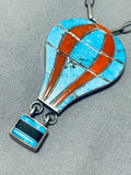 Ultra Rare Vintage Native American Navajo Turquoise Coral Balloon Sterling Silver Necklace-Nativo Arts
