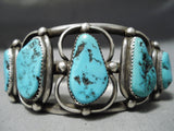 Impressive Vintage Native American Navajo Old Kingman Turquoise Sterling Silver Bracelet Native-Nativo Arts