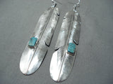 Monumental Navajo Royston Turquoise Sterling Silver Earrings Native American-Nativo Arts