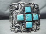 One Of The Best Native American Navajo Turquoise Cross Sterling Silver Bracelet-Nativo Arts