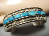 Museum Vintage Native American Navajo Animal Fetish Turquoise Sterling Silver Bracelet Old-Nativo Arts