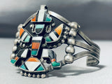 Early Authentic Vintage Native American Zuni Turquoise Knifewing Sterling Silver Bracelet-Nativo Arts