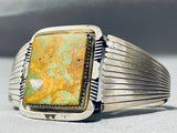 Rare Squared Green Turquoise Vintage Native American Navajo Sterling Silver Flank Bracelet-Nativo Arts