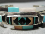 One Of The Most Detailed Vintage Native American Zuni Turquoise Sterling Silver Bracelet-Nativo Arts