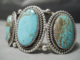 Huge Heavy Vintage Native American Navajo #8 Turquoise Sterling Silver Bracelet Old-Nativo Arts