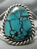 Intense Spiderweb Turquoise Sterling Silver Vintage Native American Navajo Bracelet Old-Nativo Arts