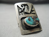 Important Vintage Native American Hopi Bob Sekakuku Turquoise Sterling Silver Ring Old-Nativo Arts
