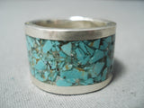 Unique Vintage Native American Navajo Turquoise Chip Inlay Sterling Silver Ring-Nativo Arts