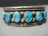 Quality Ideal Vintage Native American Navajo Turquoise Row Sterling Silver Bracelet Old-Nativo Arts