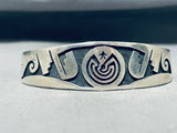 Fascinating Vintage Native American Hopi Sterling Silver Solid Bracelet-Nativo Arts