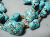 Heavy 303 Grams Chunky Turquoise Nuggets Vintage Native American Navajo Necklace Old-Nativo Arts