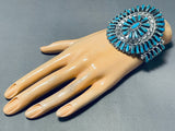 Fabulous Native American Navajo Turquoise Sterling Silver Bracelet Signed Tommy Lowe-Nativo Arts