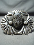 Heavy Buffalo San Felipe Huge Sterling Silver Ring-Nativo Arts