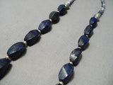 Chunky Dunky Vintage Native American Navajo Lapis Sterling Silver Necklace Old-Nativo Arts