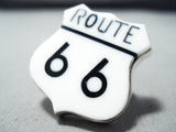 Expressive Navajo Jet Sterling Silver Route. 66 Ring Native American-Nativo Arts