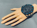 Kachina Bisbee Turquoise Vintage Native American Navajo Sterling Silver Bracelet-Nativo Arts