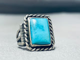 Beautiful Squared Vintage Native American Navajo Sterling Silver Ring Old-Nativo Arts