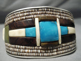 One Of The Biggest Best Vintage Native American Navajo Turquoise Heishi Sterling Silver Bracelet-Nativo Arts