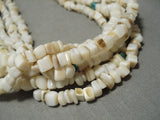 Heavy Rare Vintage Navajo Squared White Coral Native American Necklace Old-Nativo Arts