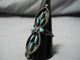 Impressive Vintage Zuni Native American Blue Gem Turquoise Sterling Silver Ring-Nativo Arts