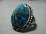 Native American Important Jeanette Dale Sterling Silver Oval Turquoise Ring-Nativo Arts